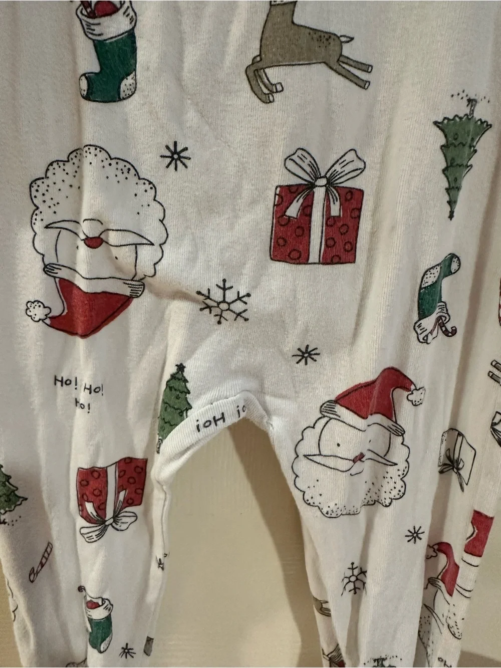 Carter's White and Red Santa Print Footed One-Piece Pajamas